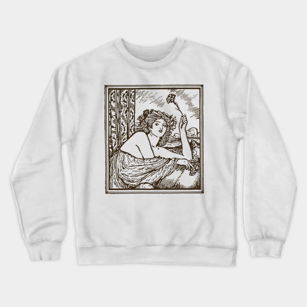 Vintage Style Girl With Rose Illustration Design Crewneck Sweatshirt by DankFutura